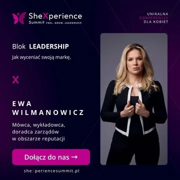 Plakat konferencji SheXperience Summit z Ewą Wilmanowicz