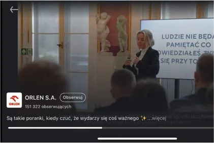 Wystąpienie Ewy Wilmanowicz w relacji ORLEN S.A.